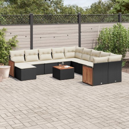 Set de sofás de jardín 12 piezas cojines ratán sintético negro de , Conjuntos de jardín - Ref: Foro24-3260656, Precio: 727,68...