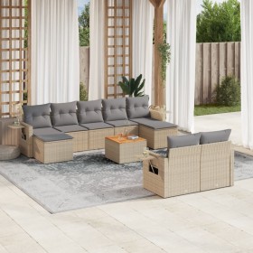 Juego de sofás jardín con cojines beige 10 pzas ratán sintético de , Conjuntos de jardín - Ref: Foro24-3257109, Precio: 670,9...