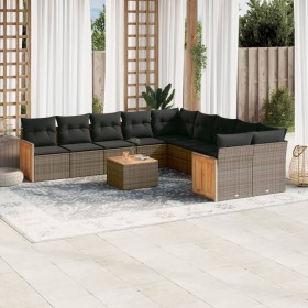 Set de sofás de jardín 11 pzas y cojines ratán sintético gris de , Conjuntos de jardín - Ref: Foro24-3260443, Precio: 631,58 ...