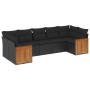 Set de comedor de jardín 7 pzas y cojines ratán sintético negro de , Conjuntos de jardín - Ref: Foro24-3260347, Precio: 457,8...
