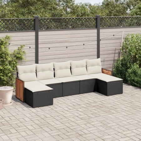 Set de comedor de jardín 7 pzas y cojines ratán sintético negro de , Conjuntos de jardín - Ref: Foro24-3260313, Precio: 393,2...