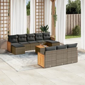 Set de sofás de jardín 11 pzas y cojines ratán sintético gris de , Conjuntos de jardín - Ref: Foro24-3260506, Precio: 649,87 ...