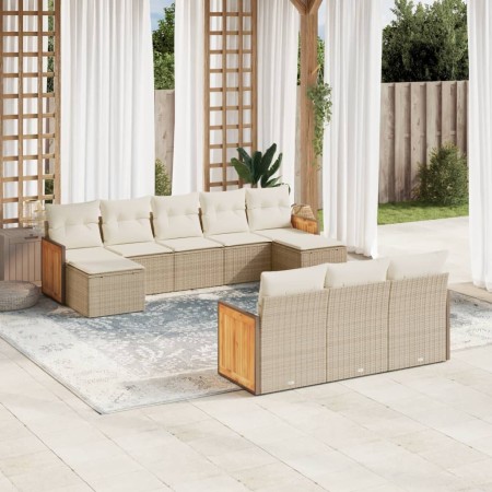 Juego de sofás jardín con cojines beige 10 pzas ratán sintético de , Conjuntos de jardín - Ref: Foro24-3260497, Precio: 669,0...