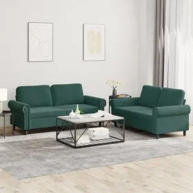Juego de sofás con cojines 2 piezas terciopelo verde oscuro de , Sofás - Ref: Foro24-3202212, Precio: 531,29 €, Descuento: %