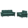 Juego de sofás con cojines 2 piezas terciopelo verde oscuro de , Sofás - Ref: Foro24-3202212, Precio: 541,48 €, Descuento: %