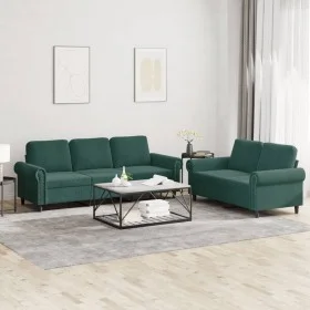 Juego de sofás con cojines 2 piezas terciopelo verde oscuro de , Sofás - Ref: Foro24-3202252, Precio: 566,72 €, Descuento: %