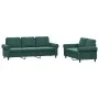 Juego de sofás con cojines 2 piezas terciopelo verde oscuro de , Sofás - Ref: Foro24-3202252, Precio: 566,72 €, Descuento: %