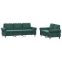 Juego de sofás con cojines 2 piezas terciopelo verde oscuro de , Sofás - Ref: Foro24-3202252, Precio: 576,87 €, Descuento: %