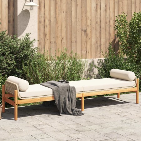 Banco de jardín con cojín ratán sintético acacia beige de , Bancos de jardín - Ref: Foro24-366301, Precio: 224,32 €, Descuent...