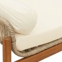 Banco de jardín con cojín ratán sintético acacia beige de , Bancos de jardín - Ref: Foro24-366301, Precio: 224,32 €, Descuent...