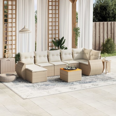 Juego de sofás de jardín con cojines beige 8 pzas ratán PE de , Conjuntos de jardín - Ref: Foro24-3257444, Precio: 546,25 €, ...