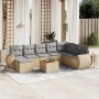 Set de sofás de jardín 9 pzas con cojines ratán sintético beige de , Conjuntos de jardín - Ref: Foro24-3257473, Precio: 563,6...