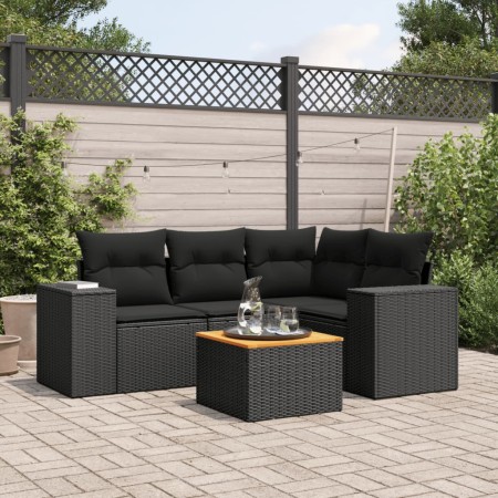 Set de muebles de jardín 5 pzas y cojines ratán sintético negro de , Conjuntos de jardín - Ref: Foro24-3257756, Precio: 364,5...