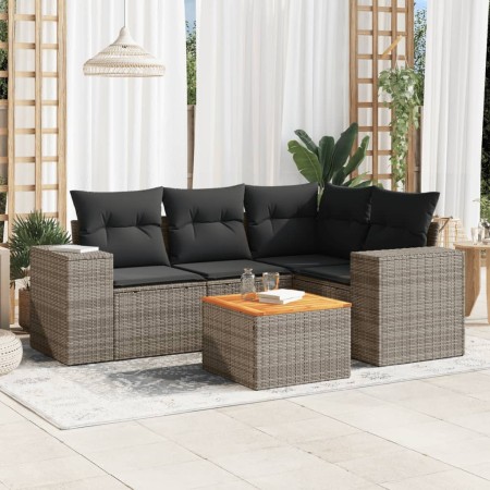 Juego de sofás jardín con cojines 5 pzas ratán sintético gris de , Conjuntos de jardín - Ref: Foro24-3257761, Precio: 356,88 ...
