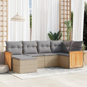 Juego de sofás jardín con cojines 6 pzas ratán sintético beige de , Conjuntos de jardín - Ref: Foro24-3260260, Precio: 396,53...