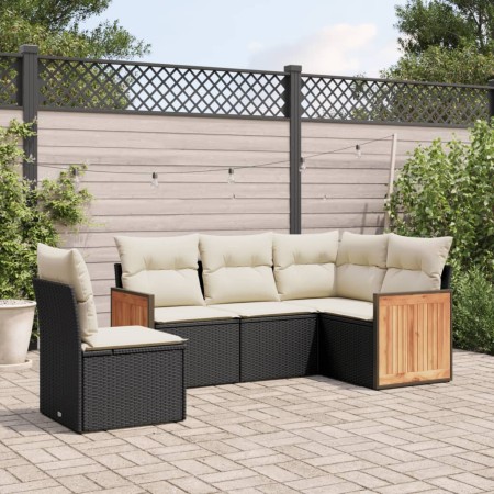 Set de muebles de jardín 5 pzas y cojines ratán sintético negro de , Conjuntos de jardín - Ref: Foro24-3260054, Precio: 331,3...