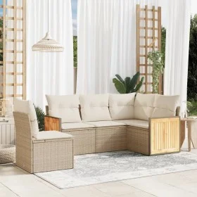 Juego de sofás jardín con cojines 5 pzas ratán sintético beige de , Conjuntos de jardín - Ref: Foro24-3260056, Precio: 380,88...