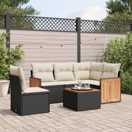 Set de sofás de jardín 6 piezas y cojines ratán sintético negro de , Conjuntos de jardín - Ref: Foro24-3260061, Precio: 371,5...