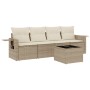 Juego de sofás jardín con cojines 5 pzas ratán sintético beige de , Conjuntos de jardín - Ref: Foro24-3252225, Precio: 384,36...