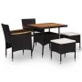 Set comedor jardín 5 pzas ratán sintético y madera acacia negro de vidaXL, Conjuntos de jardín - Ref: Foro24-46169, Precio: 3...