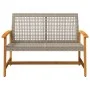 Banco de jardín madera de acacia y ratán PE gris 112 cm de , Sofás modulares de exterior - Ref: Foro24-367599, Precio: 103,14...