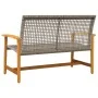 Banco de jardín madera de acacia y ratán PE gris 112 cm de , Sofás modulares de exterior - Ref: Foro24-367599, Precio: 103,14...