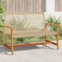 Banco de jardín madera de acacia y ratán PE beige 112 cm de , Sofás modulares de exterior - Ref: Foro24-367600, Precio: 104,7...