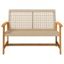 Banco de jardín madera de acacia y ratán PE beige 112 cm de , Sofás modulares de exterior - Ref: Foro24-367600, Precio: 104,7...