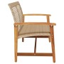 Banco de jardín madera de acacia y ratán PE beige 112 cm de , Sofás modulares de exterior - Ref: Foro24-367600, Precio: 104,7...