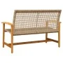 Banco de jardín madera de acacia y ratán PE beige 112 cm de , Sofás modulares de exterior - Ref: Foro24-367600, Precio: 102,1...
