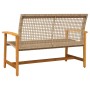 Banco de jardín madera de acacia y ratán PE beige 112 cm de , Sofás modulares de exterior - Ref: Foro24-367600, Precio: 104,7...
