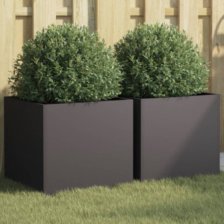Jardineras 2 unidades acero laminado en frío negro 42x40x39 cm de , Maceteros y jardineras - Ref: Foro24-841548, Precio: 84,4...