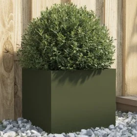 Olive green cold rolled steel planter 32x30x29 cm by , Pots and planters - Ref: Foro24-841541, Price: 29,77 €, Discount: %