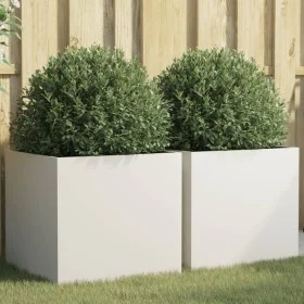 Jardineras 2 unidades acero laminado en frío blanco 49x47x46 cm de , Maceteros y jardineras - Ref: Foro24-841562, Precio: 86,...