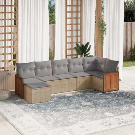 Set sofás de jardín 7 piezas y cojines ratán sintético beige de , Conjuntos de jardín - Ref: Foro24-3260274, Precio: 443,72 €...