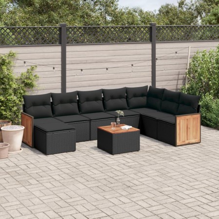 Set de sofás de jardín 8 piezas y cojines ratán sintético negro de , Conjuntos de jardín - Ref: Foro24-3260333, Precio: 536,1...