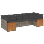 Set de sofás de jardín 7 piezas con cojines ratán PE gris de , Conjuntos de jardín - Ref: Foro24-3260352, Precio: 443,13 €, D...