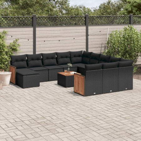 Set de sofás de jardín y cojines 13 pzas ratán sintético negro de , Conjuntos de jardín - Ref: Foro24-3260669, Precio: 821,07...