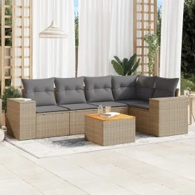 Gartensofa-Set mit Kissen, 6-teilig, beiges synthetisches Rattan von , Gartensets - Ref: Foro24-3225436, Preis: 396,55 €, Rab...
