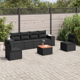 Set de comedor de jardín 7 pzas y cojines ratán sintético negro de , Conjuntos de jardín - Ref: Foro24-3257721, Precio: 431,4...