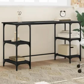 Schwarzer Schreibtisch aus Metall und Holz, 140 x 50 x 75 cm von , Schreibtische - Ref: Foro24-845326, Preis: 89,84 €, Rabatt: %