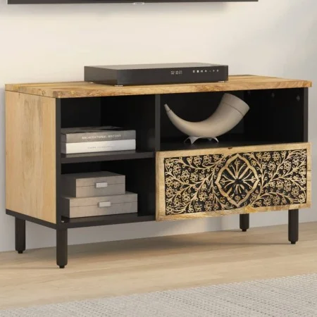 Mueble de TV madera maciza de mango 80x33x46 cm de , Muebles TV - Ref: Foro24-358229, Precio: 80,79 €, Descuento: %