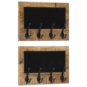 Wall coat racks with 4 hooks 2 pcs solid mango wood by , Hat and coat racks - Ref: Foro24-358951, Price: 54,52 €, Discount: %