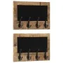 Percheros de pared con 4 ganchos 2 uds madera maciza de mango de , Percheros para sombreros y abrigos - Ref: Foro24-358951, P...