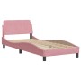 Estructura de cama con cabecero de terciopelo rosa 90x200 cm de , Camas y somieres - Ref: Foro24-373117, Precio: 112,22 €, De...