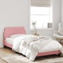 Estructura de cama con cabecero de terciopelo rosa 90x200 cm de , Camas y somieres - Ref: Foro24-373117, Precio: 112,22 €, De...