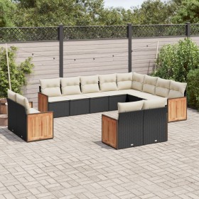 Set de sofás de jardín 12 piezas cojines ratán sintético negro de , Conjuntos de jardín - Ref: Foro24-3260593, Precio: 825,85...