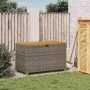Caja de almacenaje jardín madera acacia ratán gris 110x55x63 cm de , Cajas de almacenaje para exteriores - Ref: Foro24-366286...