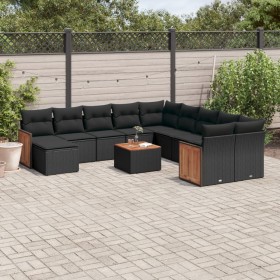 Set de sofás de jardín 12 piezas cojines ratán sintético negro de , Conjuntos de jardín - Ref: Foro24-3260655, Precio: 753,89...
