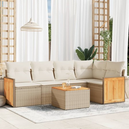 Juego de sofás jardín con cojines 6 pzas ratán sintético beige de , Conjuntos de jardín - Ref: Foro24-3260035, Precio: 418,54...